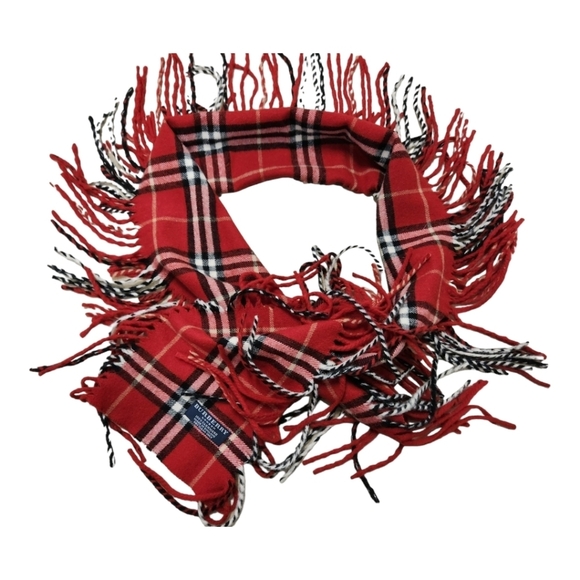 BURBERRY London: Red, "Nova Check" 100% Cashmere Long Scarf 56" x 7" - Picture 1 of 6